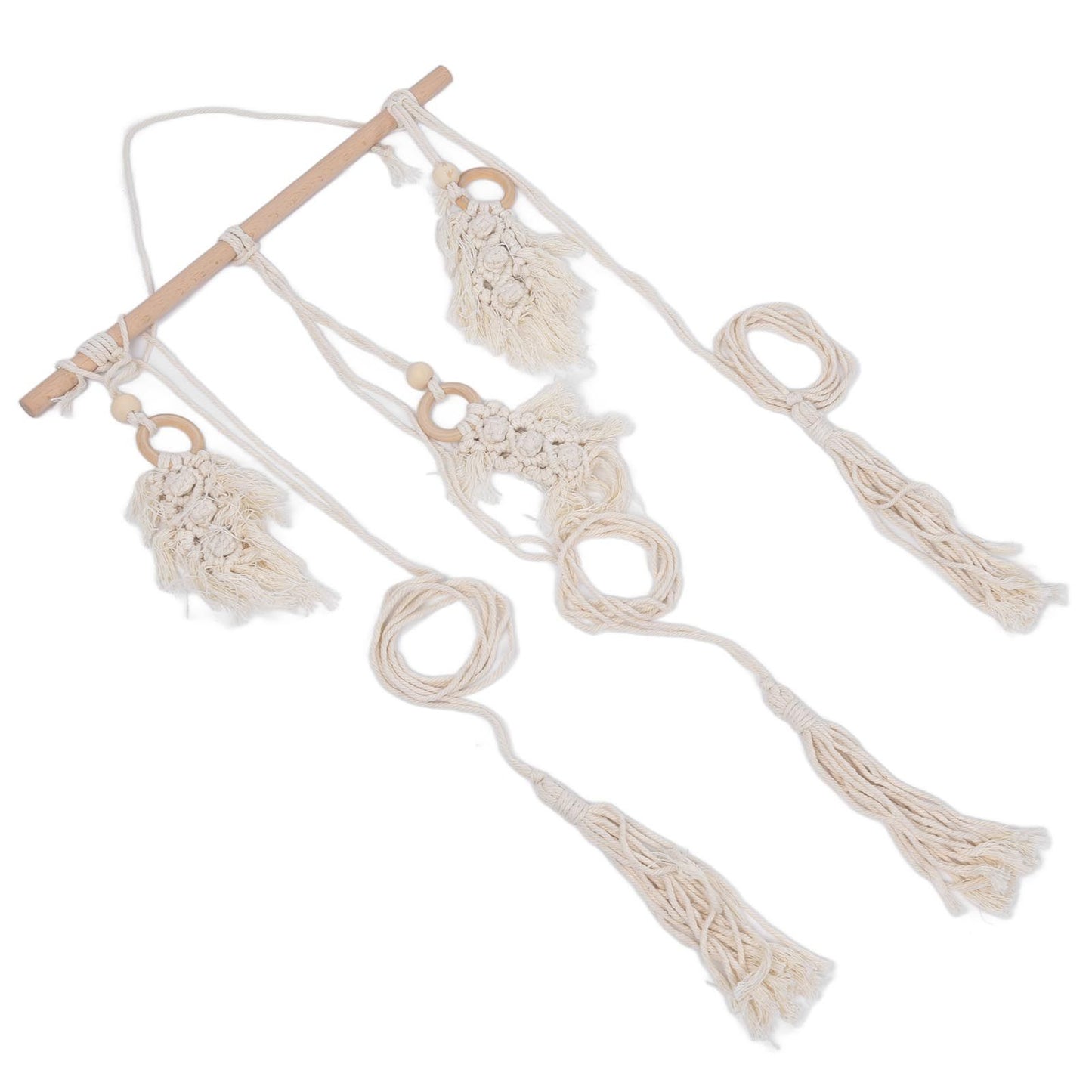 Boho Hat Wall Hanging Rack Cotton Rope Woven Bohemian Caps Holder for Home Office StudioType D