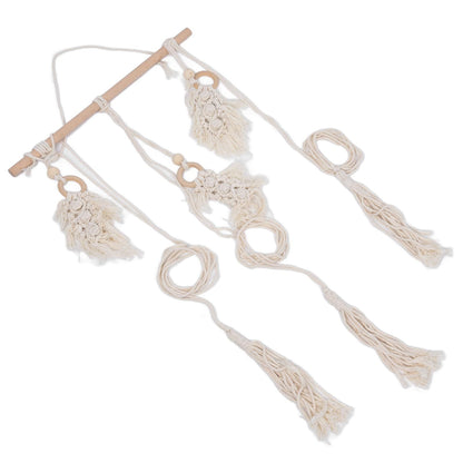 Boho Hat Wall Hanging Rack Cotton Rope Woven Bohemian Caps Holder for Home Office StudioType D