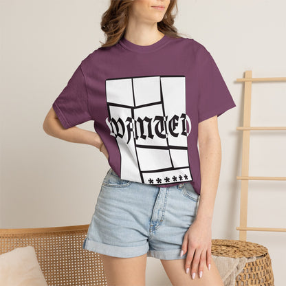 Wanted Graphic Tee Window Grid Design with wanted printed Tees
