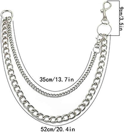 Bomine Hip Hop Pants Jean Chain Goth Punk Silver Trousers Chains Biker Heavy Thick Wallet Pocket Chains Silver Keychains Body Jewelry for Men and Women (Silver), 1 Count (Pack of 1)