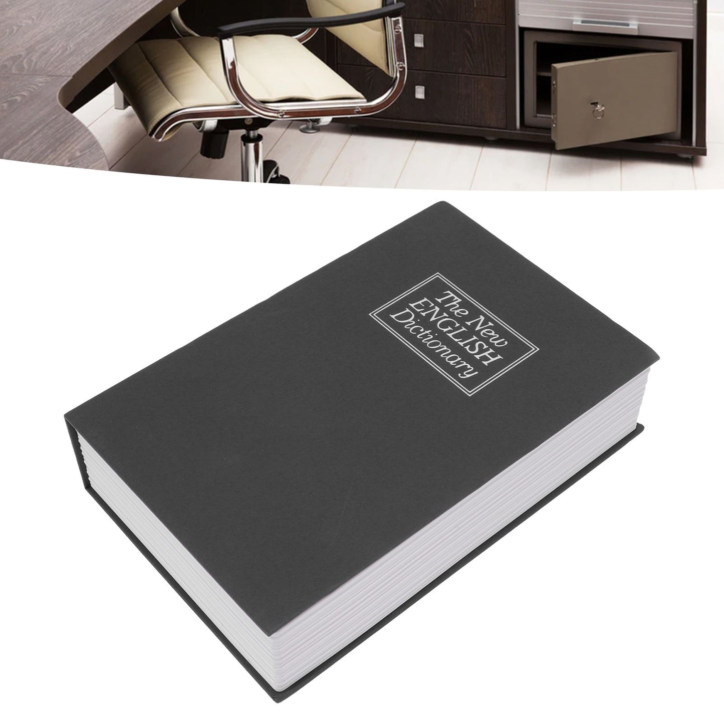 Book Safe Simulation Book Safe Box Portable Money Storing Box with Lock Key for Birthday Gift Black