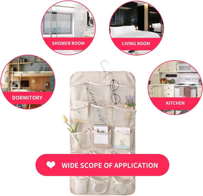 Bra Organizer - Double-Sided 12+18 Storage Pockets - Bra Divider for Closet - Hanging Underwear Divider - Beige - Hanging Storage Bag for Clothing - Clothing Organizer - Washable - Underwear / Socks / Shirts / Bra - Space Saving - 1 Piece