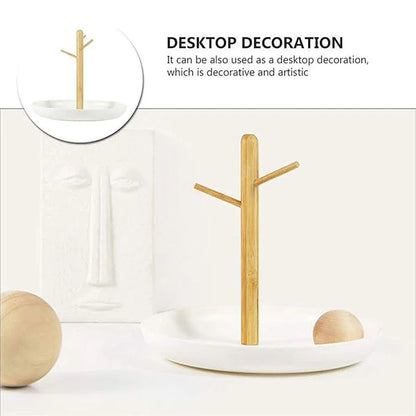 Branch Tray Desktop Storage Organizer Key Holder Rack for Living Room Entryway - White