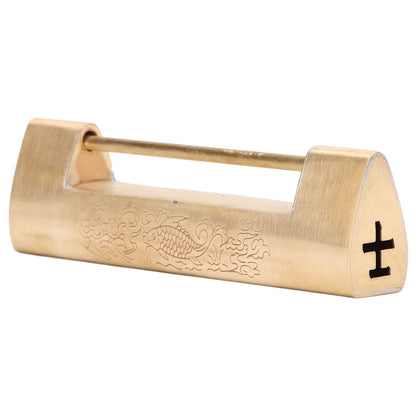 Brass Antique Padlock 8cm Spacing Delicate Chinese Old Style Jewelry Box Padlock with Key