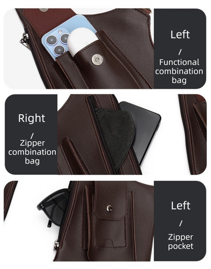 Brown Multi-functional Expandable Men's Tactical Chest Rig Bag - Waterproof & Lightweight Retro Underarm Pack