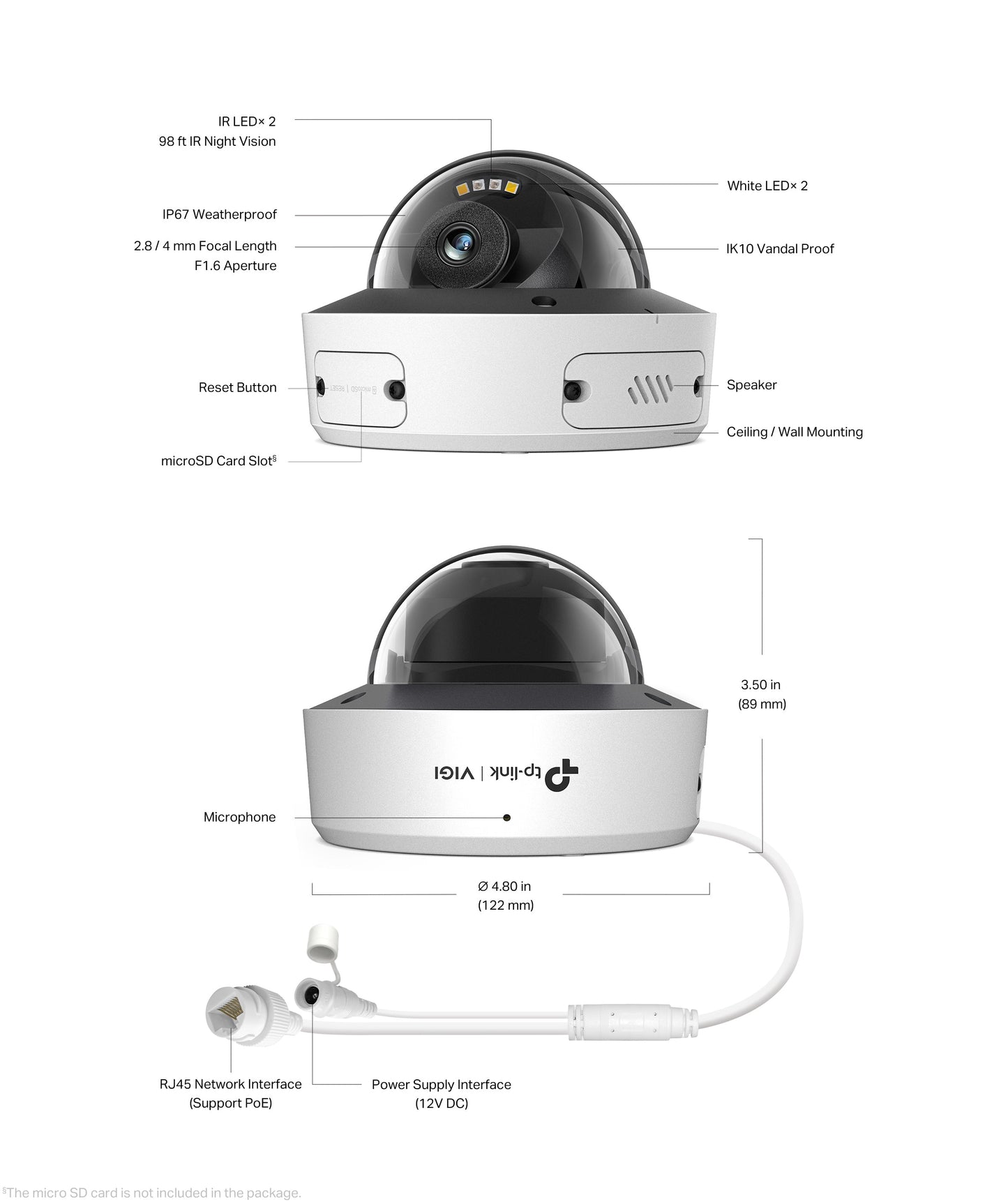 TP‑Link InSight S285 8 MP 4K Full‑Colour Dome Camera – People & Vehicle Analytics, IK10/IP67, 2.8 mm / 4 mm Lens, H.265+ (AUNZ)