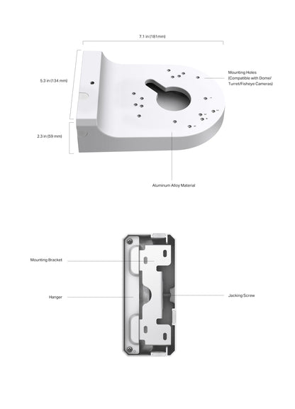 TP‑Link VJB‑240 VIGI Network Camera Junction Box – Aluminium Cable‑Concealing Wall Mount for Dome, Turret & Fisheye Cameras