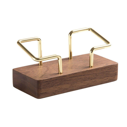 Business Card Holder Organizer Desk Display Stand Wooden Card Storage Box - Coffee