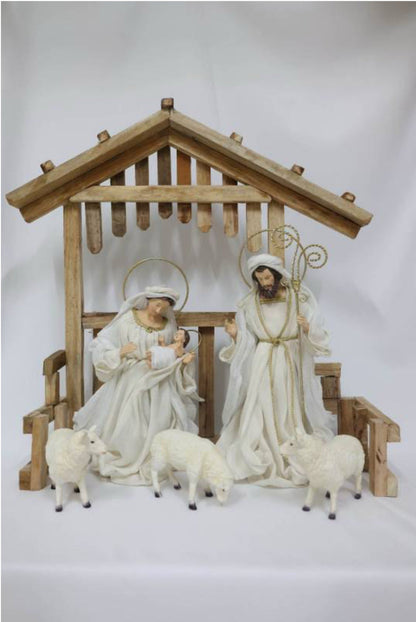 PRE ORDER 21.5" Christmas Nativity Stable with 14" Holy Family – Religious Christmas Scene Decoration for Home, Church & Holiday Display PRE ORDER