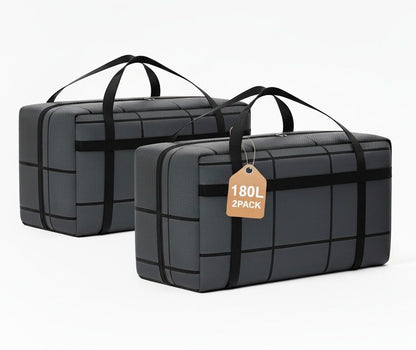 CARLA HOME 2-Pack 180L Extra Large Moving Storage Bags with Handles & Duty Zippered for Clothes, Travel, Space Saving & Camping