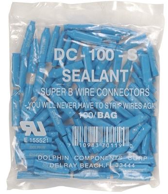 Dolphin Super B Connector – Sealant Filled, Blue (100 Pack) DC-100-S