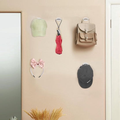 Cap Rack Set of 8 - Wall Cap Holders - Cap Hooks - With Screws and Tape - Two Installation Methods - Cap Rack Coat Rack - Cap Rack Storage System - Cap Storage Bag - Hat Holder - Cap Organizer - Double Suspension - White