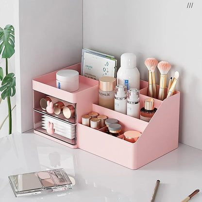 Cartoon Drawer Type Cosmetic Jewelry Storage Box Desktop Student Stationery Box - White