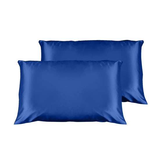Casa Decor Luxury Satin Pillowcase Twin Pack Size With Gift Box Luxury  - Navy Blue.