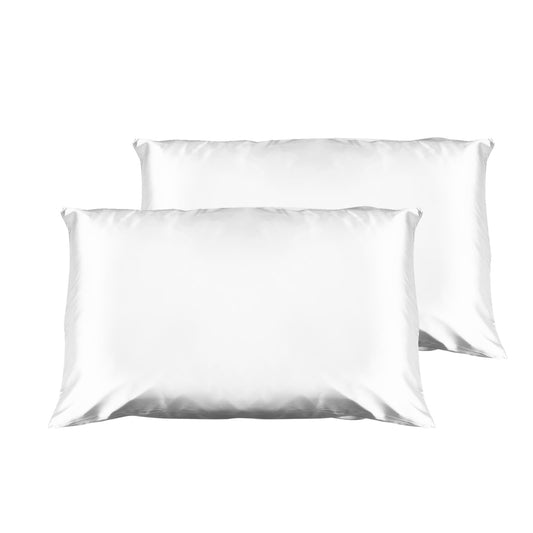 Casa Decor Luxury Satin Pillowcase Twin Pack Size With Gift Box Luxury - White.
