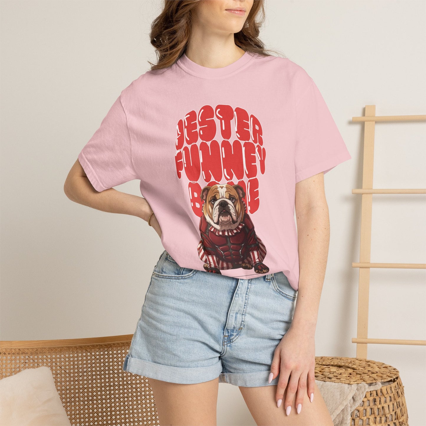 MissChiff Tees Bulldog Jester Graphic T-Shirt | Funny Bone Retro Dog Tee  Unisex Comfort Colors