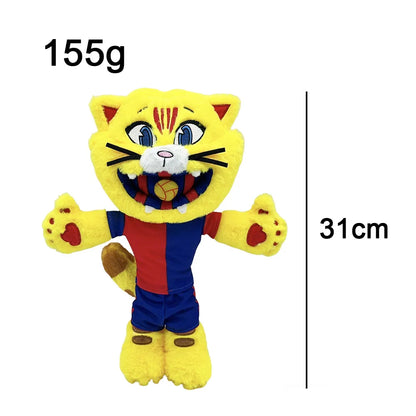 Football Mascot Cat Plush Catalan Club Soccer Mascot Stuffed Animal Handmade Plush 31cm