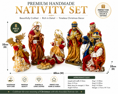 PRE ORDER 60cm Christmas Nativity Set with Manger & Angel | Holy Family Religious Christmas Decoration for Home, Church & Holiday Display