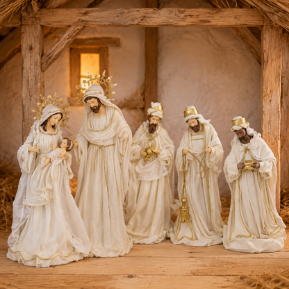 PRE ORDER 92cm (36") Holy Family Nativity Set – Large Christmas Religious Decoration, Style Stable Scene, Elegant Holiday Home & Church Display