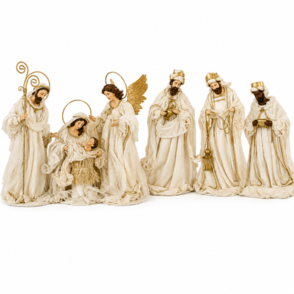 PRE ORDER 18"(46cm) Handmade Premium Nativity Scene Figurines Set – Holy Family with Angel & 15.75in Three Wise Men, Exclusive Artisan Christmas Decor