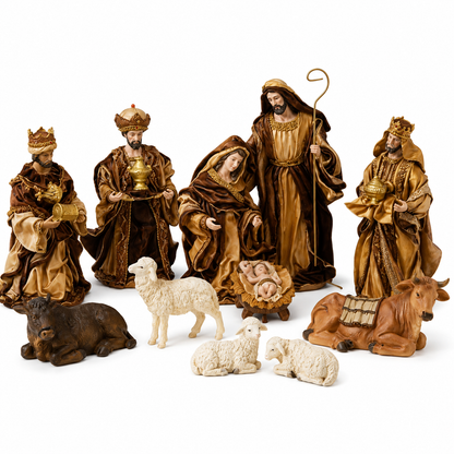 32cm Christmas Nativity Set with Manger & Barn Animals – Holy Family Religious Scene, Christian Christmas Home Decor & Holiday Gift