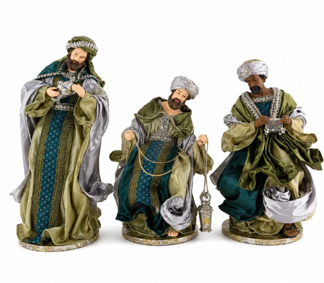 15.5’’ Christmas Religious Handmade Nativity Set with Angel - Scene with Manger (51 cm)