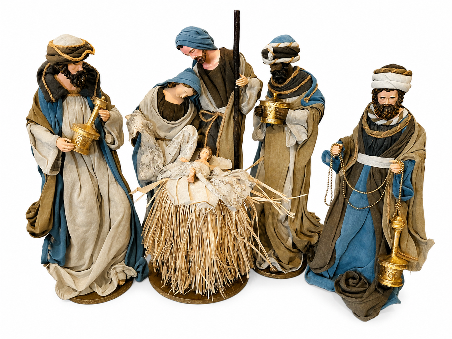 ⭐ 20.25" Christmas Religious Handmade Nativity Set with 3 Wise Men & Holy Family – 53cm Christian Christmas Manger Scene Decoration ⭐