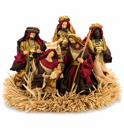 Handmade Christmas Nativity Set 25cm – Holy Family Manger Scene Figurines, Religious Christian Home Decor & Holiday Display