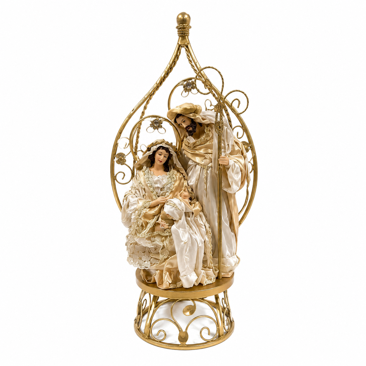 ⭐ 27cm Christmas Religious Handmade Nativity Set – Holy Family in 45cm Gazebo Shrine, Christian Christmas Manger Scene Decoration ⭐