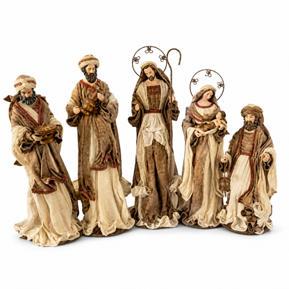 24.5” Large Christmas Religious Handmade Nativity Set with Holy Family and Three Wise Men (Approx. 65 cm)