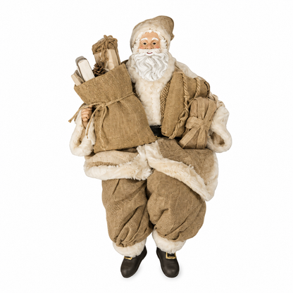 17.75” Sitting on shelf Santa Claus approx 50 cm-Standing Santa Claus Christmas Ornament – Festive Holiday Decoration Figure for Home Décor