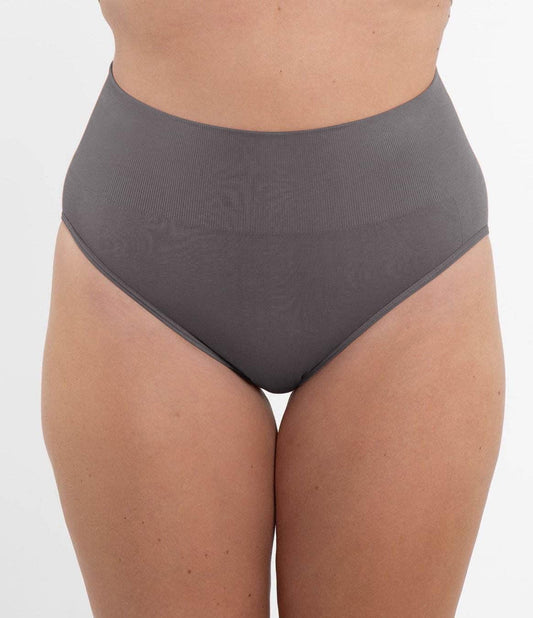 Slate high-rise brief underwear in dark gray