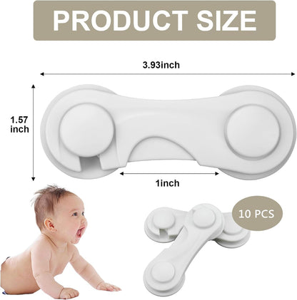 Child Safety Cabinet Locks 10 Pack Cabinet Door Locks with Adhesive for Baby Proof Childproof Safety Locks for Drawer Cupboards Fridge Closet and Pantry