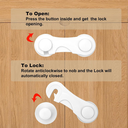 Child Safety Cabinet Locks 10 Pack Cabinet Door Locks with Adhesive for Baby Proof Childproof Safety Locks for Drawer Cupboards Fridge Closet and Pantry