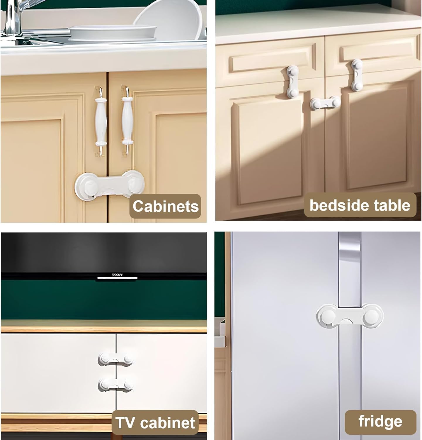 Child Safety Cabinet Locks 10 Pack Cabinet Door Locks with Adhesive for Baby Proof Childproof Safety Locks for Drawer Cupboards Fridge Closet and Pantry
