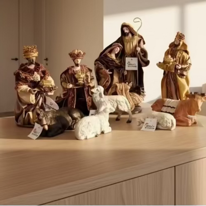 32cm Christmas Nativity Set with Manger & Barn Animals – Holy Family Religious Scene, Christian Christmas Home Decor & Holiday Gift