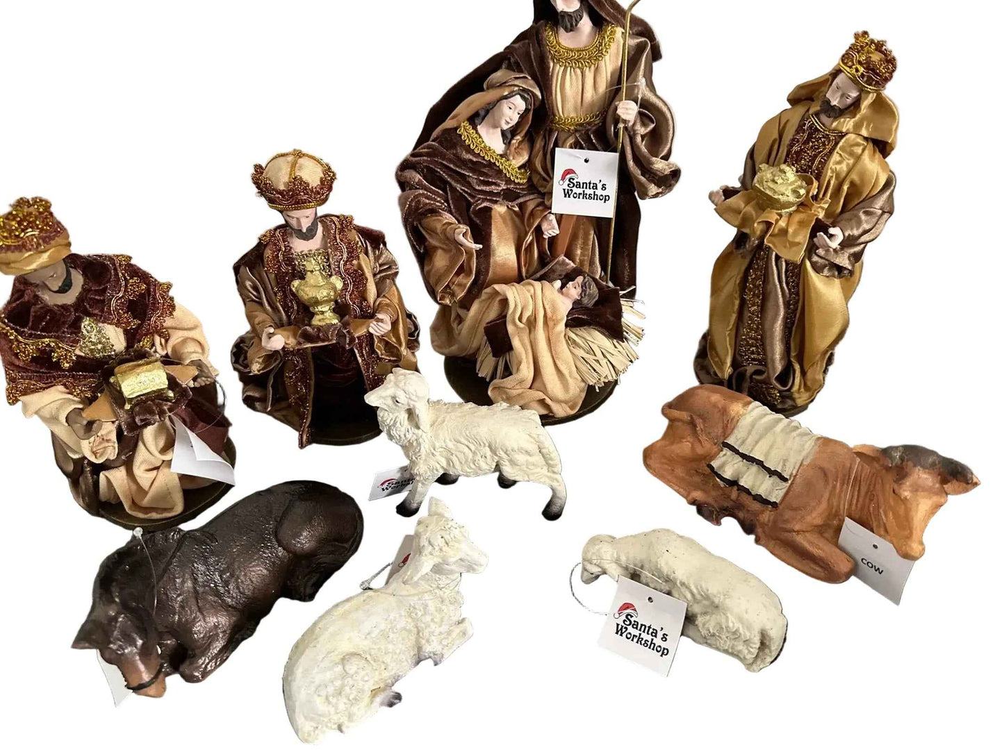 32cm Christmas Nativity Set with Manger & Barn Animals – Holy Family Religious Scene, Christian Christmas Home Decor & Holiday Gift