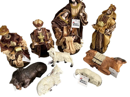 32cm Christmas Nativity Set with Manger & Barn Animals – Holy Family Religious Scene, Christian Christmas Home Decor & Holiday Gift