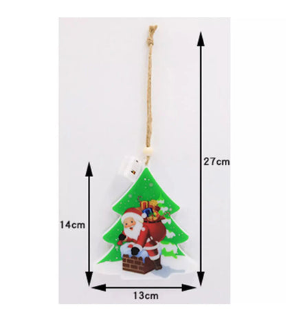 1PC Christmas Santa Stocking LED Hanging Ornament – Battery Powered Santa Claus Stocking Decoration with Snowflake Design for Christmas Tree & Home Décor