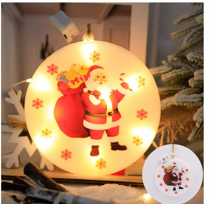 1PC Christmas Santa Stocking LED Hanging Ornament – Battery Powered Santa Claus Stocking Decoration with Snowflake Design for Christmas Tree & Home Décor