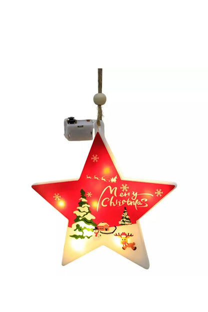 1PC Christmas Snowflake Santa LED Hanging Ornament – Battery Powered Christmas Tree Decoration, Santa Claus Snowflake Holiday Décor
