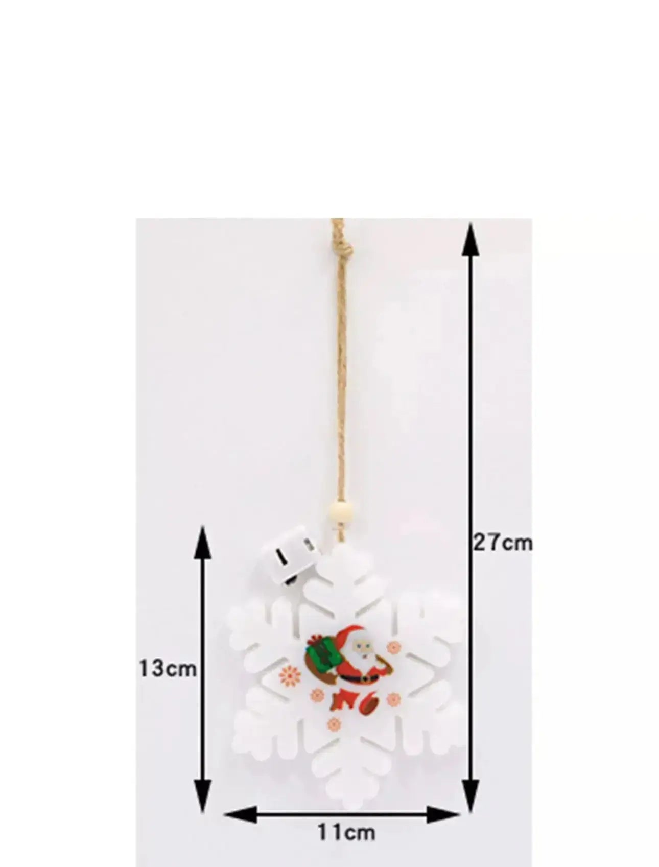 1PC Christmas Snowflake Santa LED Hanging Ornament – Battery Powered Christmas Tree Decoration, Santa Claus Snowflake Holiday Décor