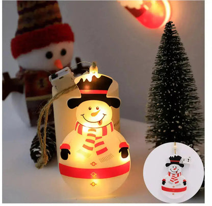 1PC Christmas Snowflake Santa LED Hanging Ornament – Battery Powered Christmas Tree Decoration, Santa Claus Snowflake Holiday Décor
