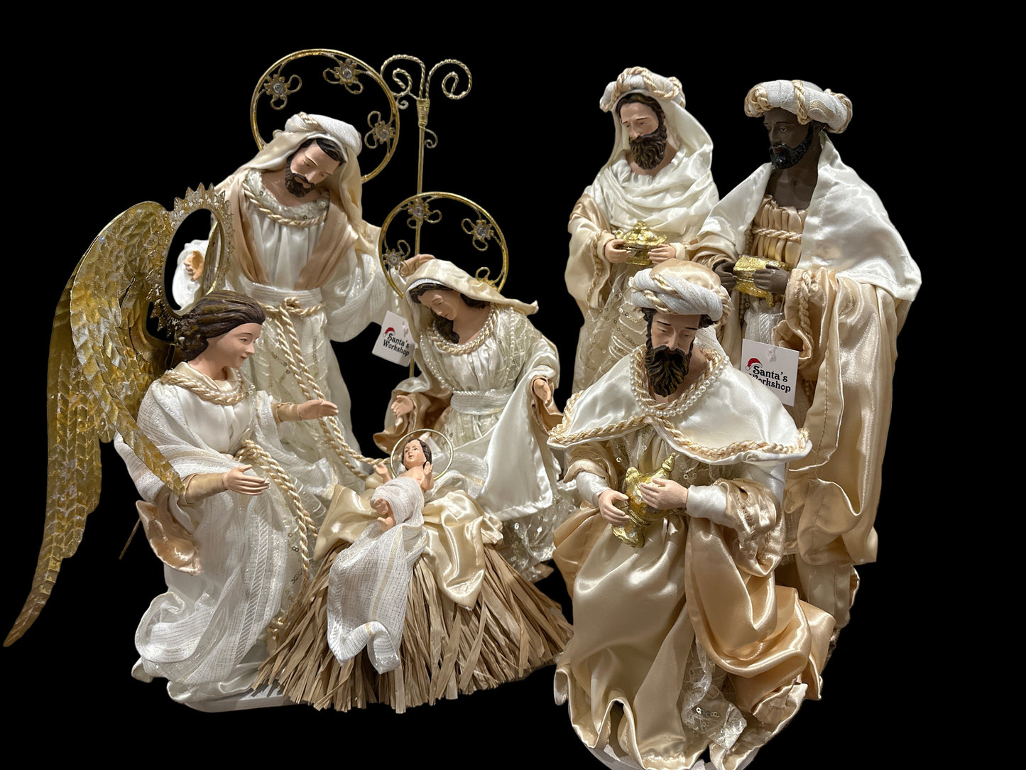 Christmas Handmade Nativity Set 45cm with Large Angel & 16" Three Kings – Religious Holy Family Scene, Christian Christmas Home Decor & Holiday Gifts