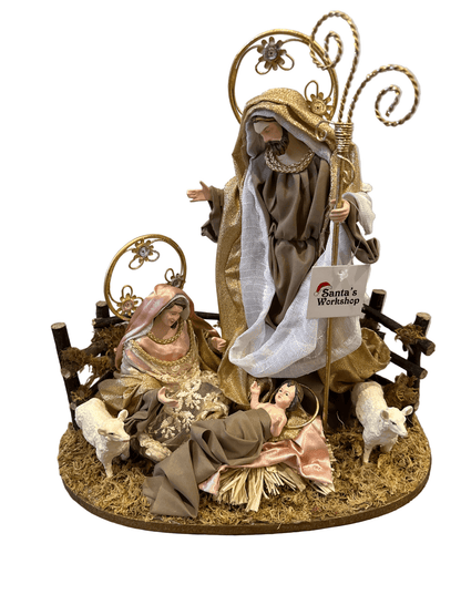 ⭐ 30cm Christmas Nativity Ornament – Holy Family with Barn Animals, One-Piece Religious Christian Christmas Decoration ⭐