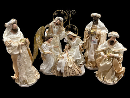 Christmas Handmade Nativity Set 45cm with Large Angel & 16" Three Kings – Religious Holy Family Scene, Christian Christmas Home Decor & Holiday Gifts