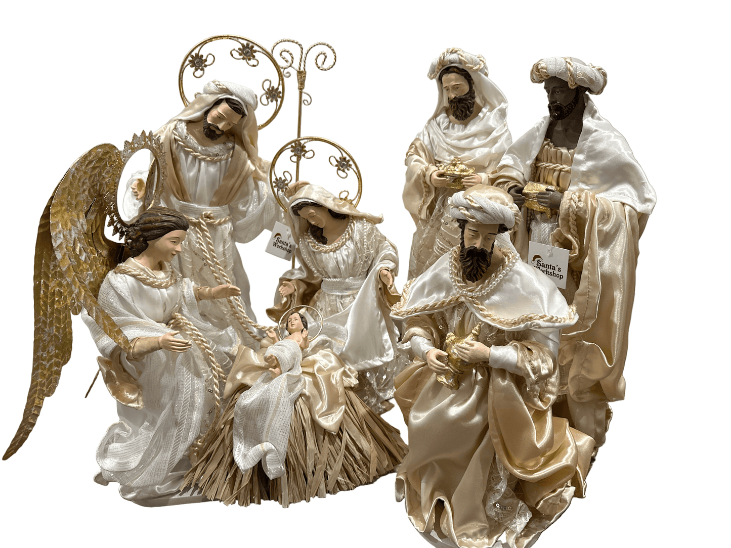 Christmas Handmade Nativity Set 45cm with Large Angel & 16" Three Kings – Religious Holy Family Scene, Christian Christmas Home Decor & Holiday Gifts