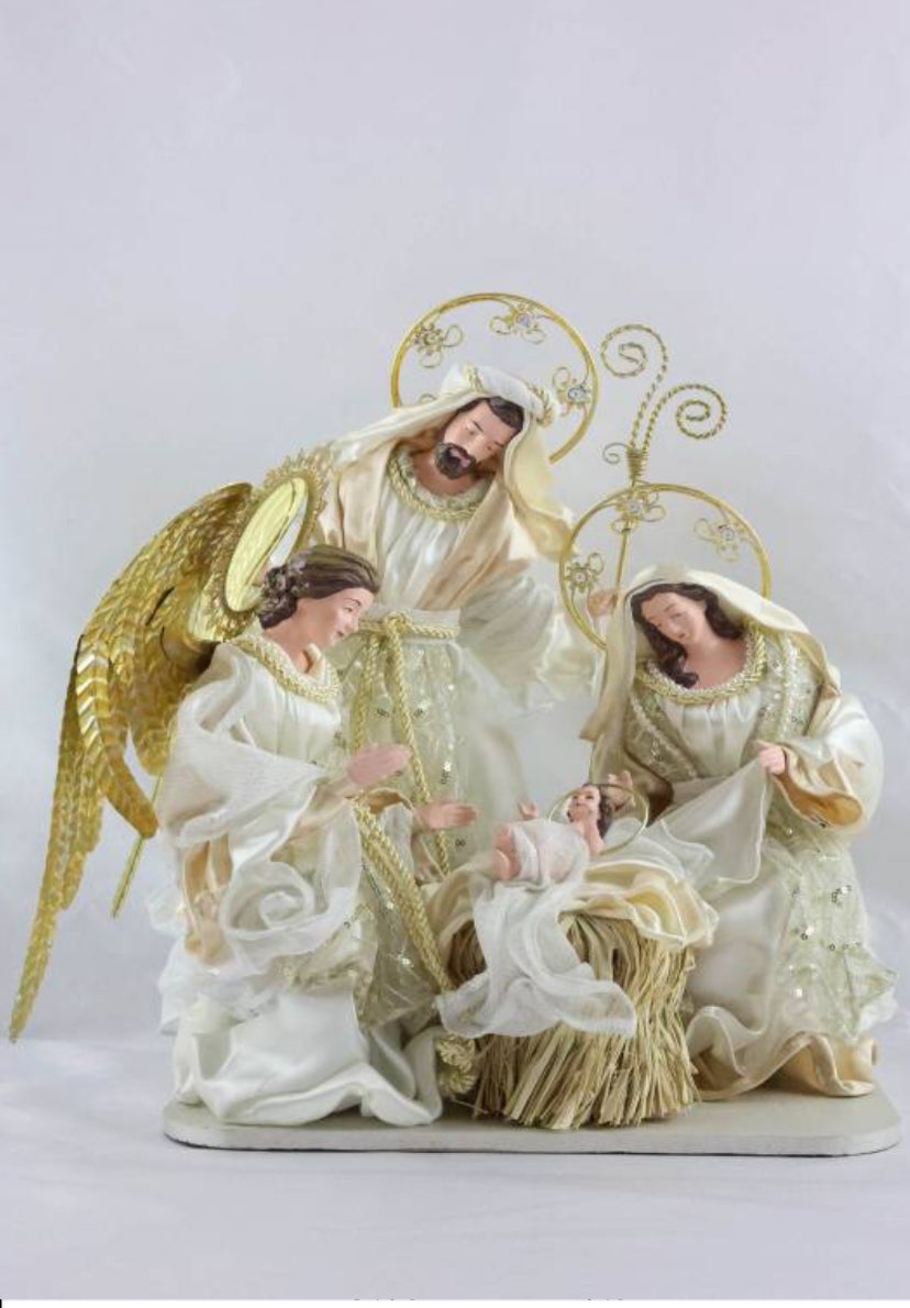 Christmas Handmade Nativity Set 45cm with Large Angel & 16" Three Kings – Religious Holy Family Scene, Christian Christmas Home Decor & Holiday Gifts