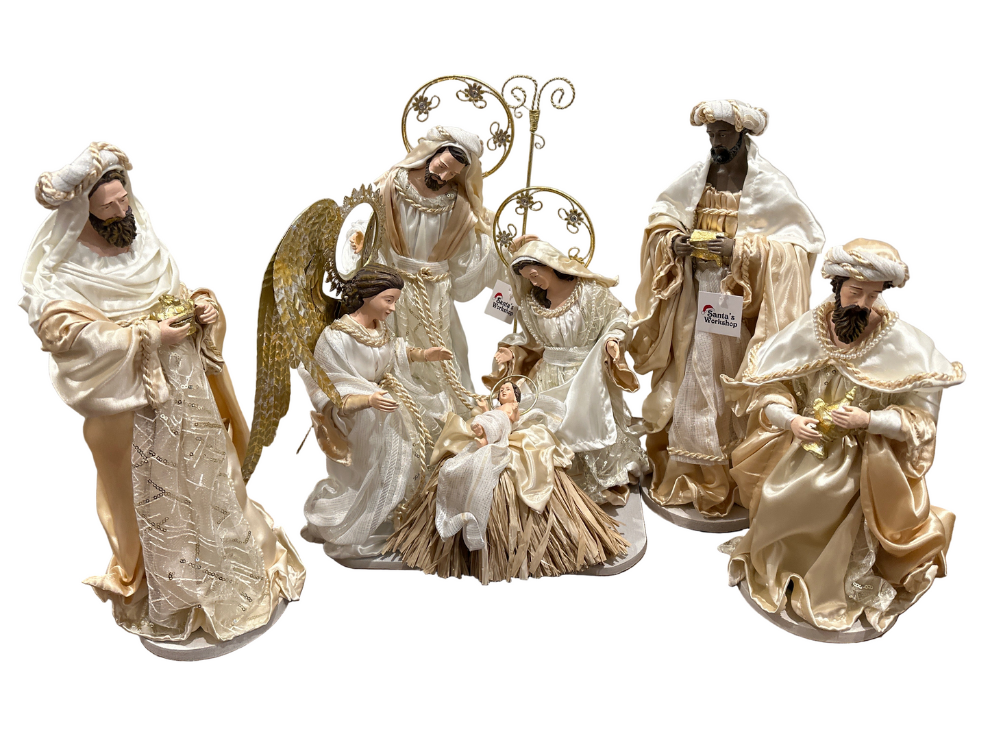 Christmas Handmade Nativity Set 45cm with Large Angel & 16" Three Kings – Religious Holy Family Scene, Christian Christmas Home Decor & Holiday Gifts