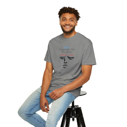 404 Originality Not Found Graphic Tee | Pixel Face Satire Shirt | Aprasi